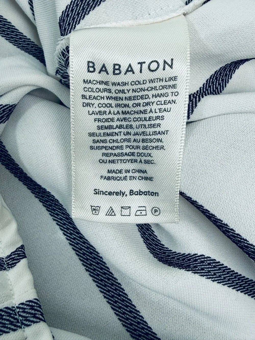 ARITZIA BABATON Everly Camisole, White and Navy Blue Striped Women's Size Med - Picture 6 of 6
